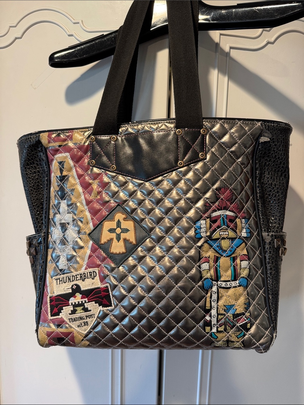Rare Double D Ranch Metallic Quilted Thunderbird Graphic Tote - Picture 2 of 13